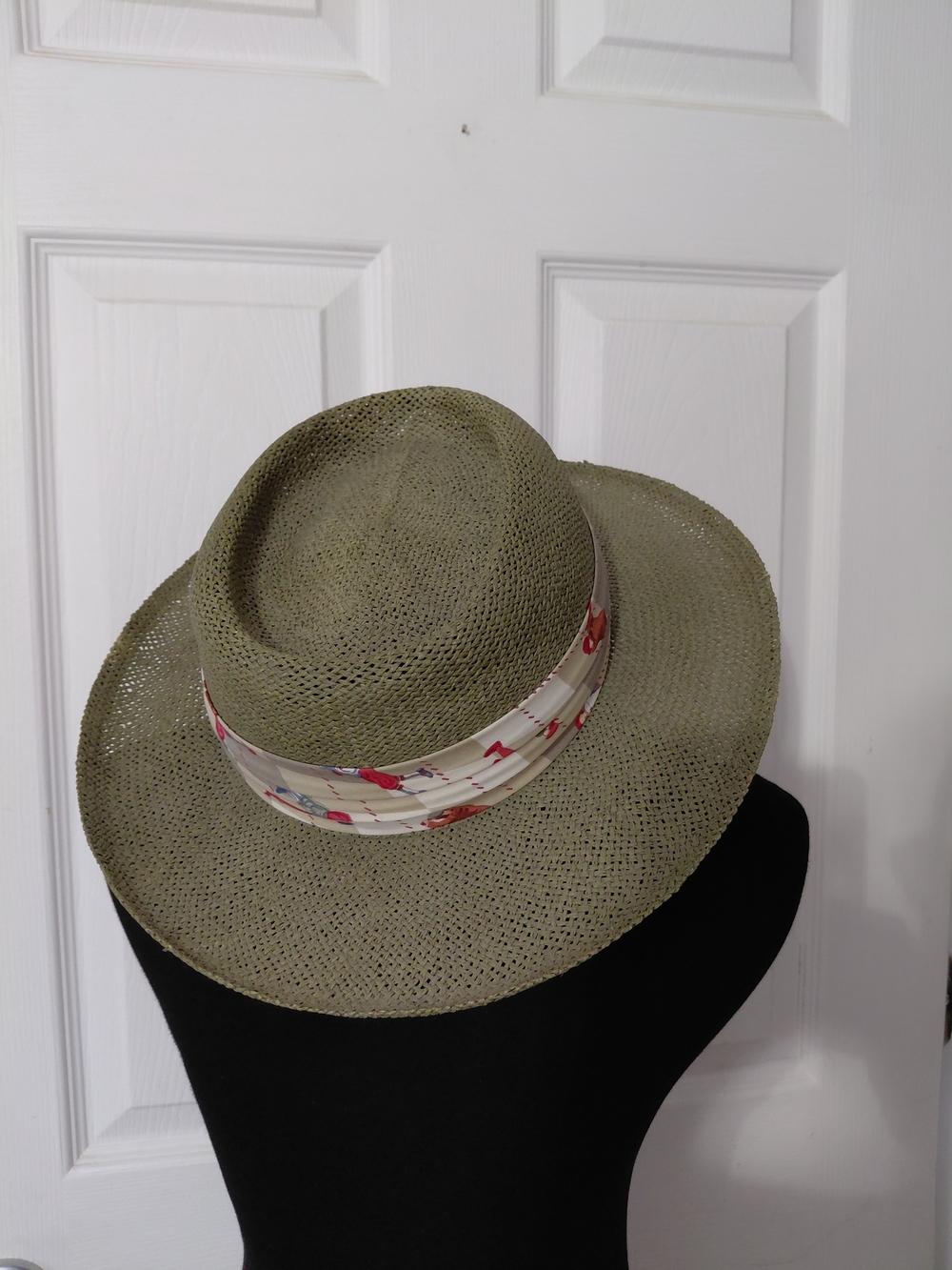 Vintage Olive Straw Fedora with Floral Band - Men’s Hat